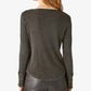 Lucky Brand Women's Lace Trim Rib Henley Gray Size X-Large