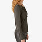 Lucky Brand Women's Lace Trim Rib Henley Gray Size X-Large