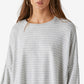 Lucky Brand Women's Stripe Cloud Jersey Pullover Gray Size Large