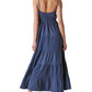 Lucky Brand Women's Cutout Sleeveless Tiered Maxi Dress Blue Size X-Large
