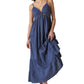 Lucky Brand Women's Cutout Sleeveless Tiered Maxi Dress Blue Size X-Large
