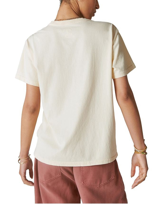 Lucky Brand Women's Hendrix Axis Cover T-Shirt Beige