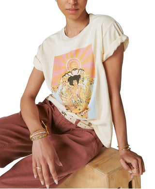 Lucky Brand Women's Hendrix Axis Cover T-Shirt Beige