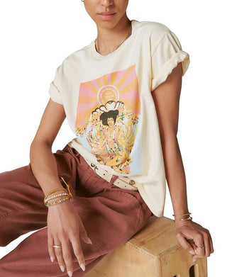 Lucky Brand Women's Hendrix Axis Cover T-Shirt Beige