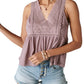 Lucky Brand Women's Lace Front Sleeveless Tank Top Pink