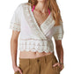 Lucky Brand Women's V Neck Crocheted Crop Top White