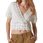 Lucky Brand Women's V Neck Crocheted Crop Top White