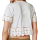 Lucky Brand Women's V Neck Crocheted Crop Top White