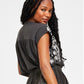 Lucky Brand Women's Embroidered Peasant Tee Black