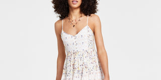 Lucky Brand Women's Printed Button Front Minidress Beige Size X-Small