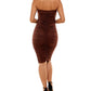 Almost Famous Junior's Ruched Bodycon Dress Brown Size Large