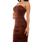 Almost Famous Junior's Ruched Bodycon Dress Brown Size Large