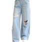 Almost Famous Junior's Drawstring Waist Baggy Wide Leg Jeans Blue Size S