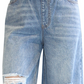 Almost Famous Junior's Drawstring Waist Baggy Wide Leg Jeans Blue Size S