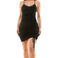 Almost Famous Junior's Empire Side Drawstring Bodycon Dress Black Size Small
