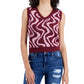 Crave Fame Junior's Retro Printed V neck Sweater Vest Red Size Small