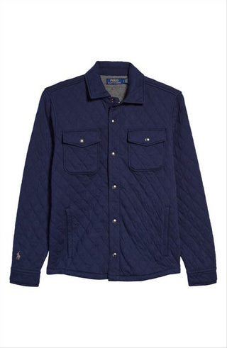 Ralph Lauren Men's Quilted Snap Up Shirt Jacket Blue Size X-Large