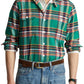 Ralph Lauren Men's Plaid Stretch Performance Flannel Button Up Shirt Green Size X-Large