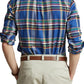 Ralph Lauren Men's Plaid Stretch Performance Flannel Button Up Shirt Blue Size XX-Large