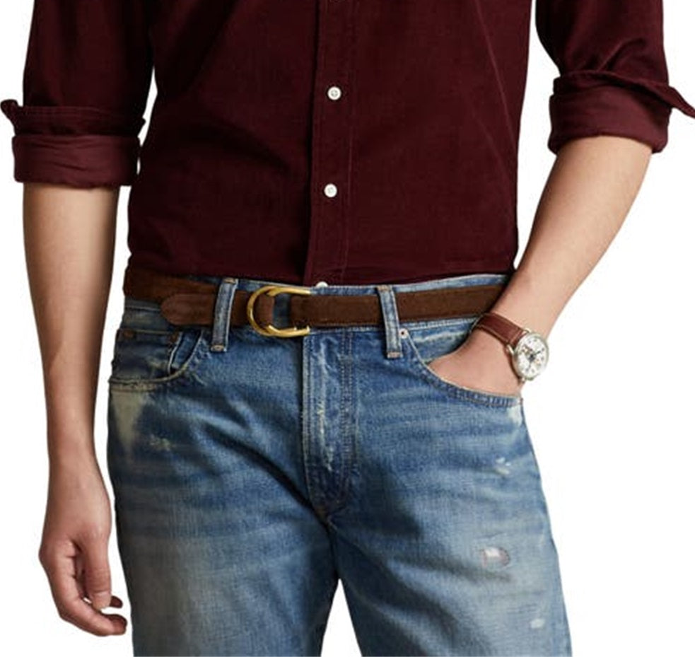 Ralph Lauren Men's Classic Fit Corduroy Button Down Shirt Red Size Medium