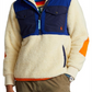 Ralph Lauren Men's High Pile Fleece Hybrid Half Zip Hoodie Beige Size XX-Large