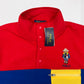 Ralph Lauren Men's Polar Bear Colorblolck Quarter Snap Fleece Pullover Red Size Large