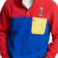 Ralph Lauren Men's Polar Bear Colorblolck Quarter Snap Fleece Pullover Red Size Large