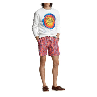 Ralph Lauren Men's Logo Tie Dye Print Fleece Sweatshirt White Size Large