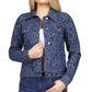 Michael Kors Women's Cotton Leopard Print Jean Jacket Blue Size Small