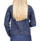 Michael Kors Women's Pocketed Button Up Spread Collar Animal Print Denim Jacket Blue Size Medium