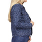 Michael Kors Women's Pocketed Button Up Spread Collar Animal Print Denim Jacket Blue Size Medium