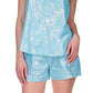 Michael Kors Women's Cotton Foil Print Ruffled Top Blue Size XX-Small
