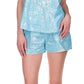 Michael Kors Women's Cotton Foil Print Ruffled Top Blue Size Large