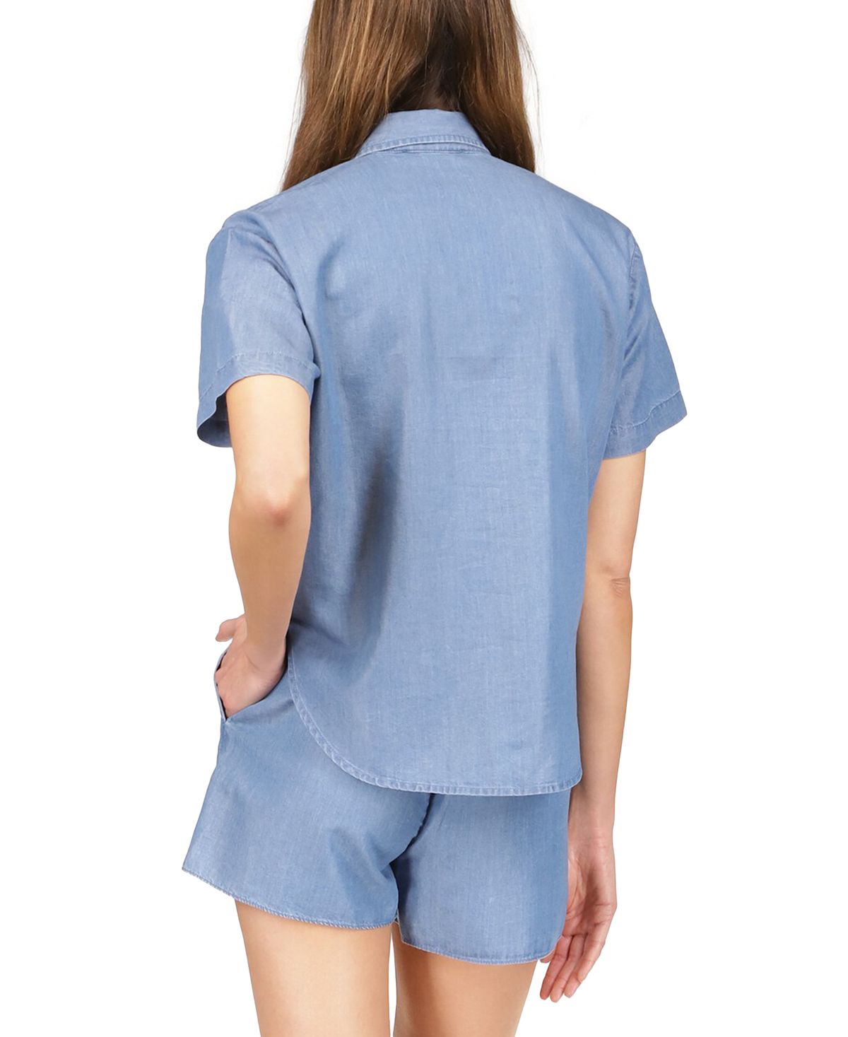 Michael Kors Women's Tie Front Shirt Blue Size Small