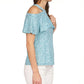 Michael Kors Women's Aqua Zippered Cold Shoulder Ruffled Unlined Short Sleeve Halter Top Blue Size X-Small