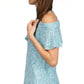 Michael Kors Women's Zippered Cold Shoulder Ruffled Unlined Short Sleeve Halter Top Blue Size Small
