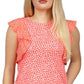 Michael Kors Women's Printed Ruffled Sleeveless Top Red Size X-Large
