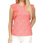 Michael Kors Women's Printed Ruffled Sleeveless Top Red Size X-Large
