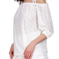 Michael Kors Women's Tie Eyelet Unlined Sheer Elastic Cuffs 3/4 Sleeve Off Shoulder Top White Size Medium
