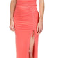 Michael Kors Women's Ruched One Shoulder Chain Top Red
