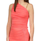 Michael Kors Women's Ruched One Shoulder Chain Top Red