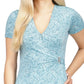 Michael Kors Women's Printed Hardware Trim Faux Wrap Top Blue Size XX-Large
