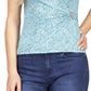 Michael Kors Women's Printed Hardware Trim Faux Wrap Top Blue Size XX-Large