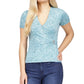 Michael Kors Women's Printed Hardware Trim Faux Wrap Top Blue Size XX-Large