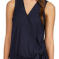 Michael Kors Women's Sleeveless Wrap Tie Top Blue Size Small