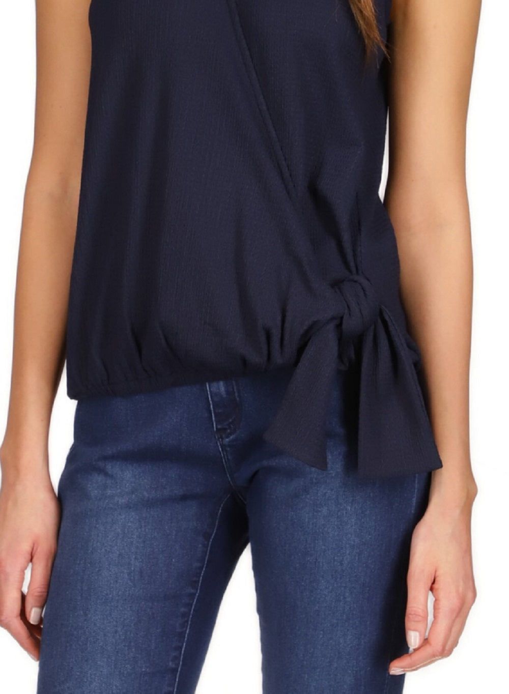 Michael Kors Women's Sleeveless Wrap Tie Top Blue Size Small