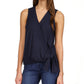Michael Kors Women's Sleeveless Wrap Tie Top Blue Size Small