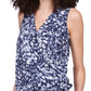 Michael Kors Women's Tied Dyed Print Sleeveless Wrap Top Blue Size Medium
