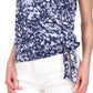 Michael Kors Women's Tied Dyed Print Sleeveless Wrap Top Blue Size Medium