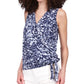Michael Kors Women's Tied Dyed Print Sleeveless Wrap Top Blue Size Medium